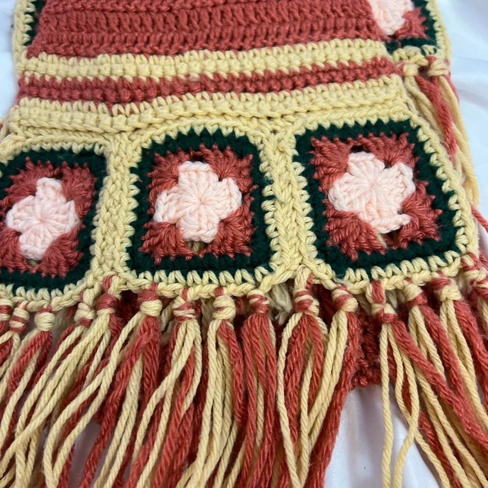 3 FOR $15 Orange and Gold Knit Scarf with Fringe